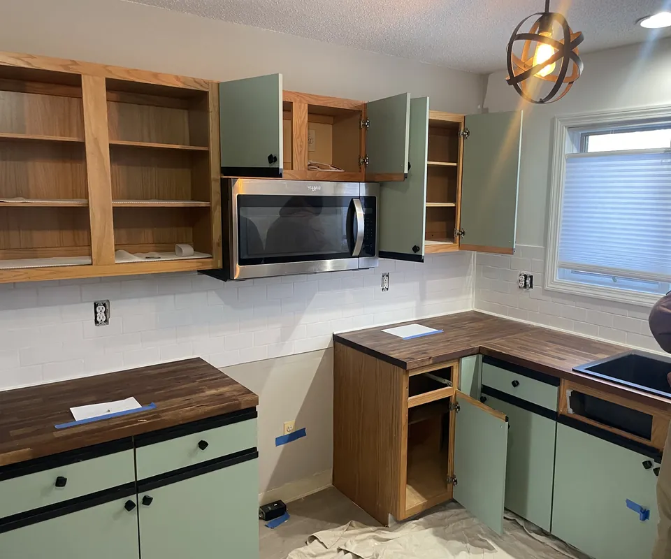 Kitchen cabinets and counters about to come out